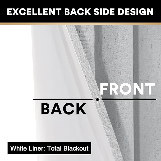 PrinceDeco 100% Blackout Patio Door Curtain for Sliding Glass Doors Grommet Top Blackout Thermal Curtains Extra Wide Curtain Panels for Room Divider,W100 X L96 Inch, Glacier Gray