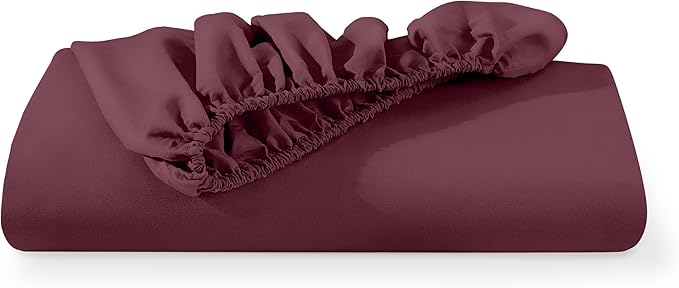 Bare Home Fitted Bottom Sheet Full Size - Premium 1800 Microfiber - Ultra-Soft Hotel Luxury - Deep Pocket - Durable and Long Lasting - Fitted Sheet (Full, Burgundy)