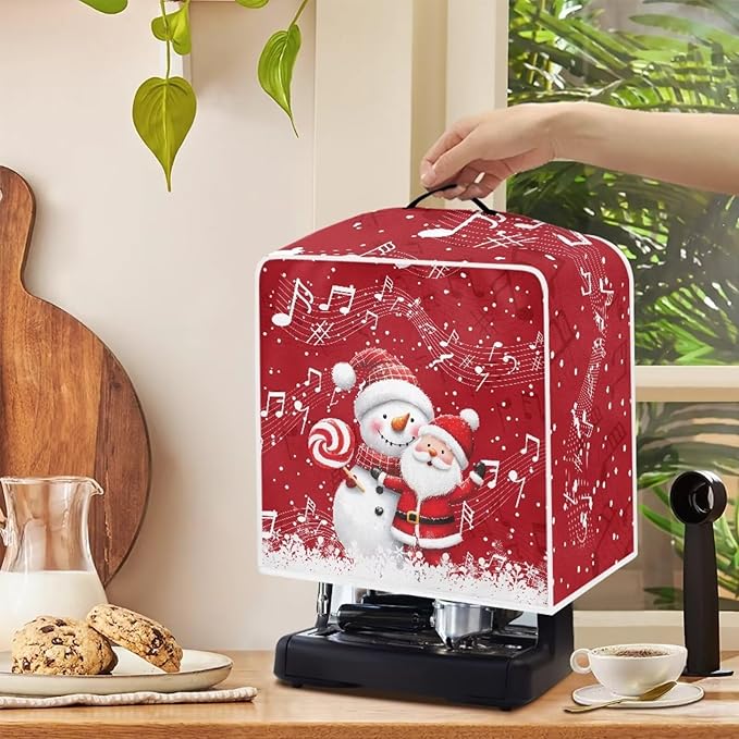 Coffee Maker Cover for Kitchen Counter Christmas Santa Claus Coffee Machine Dust Cover Keep Kitchen Appliance Clean