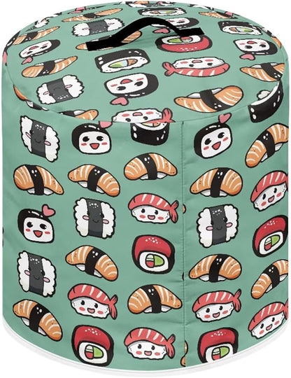 6 Quart Pressure Cooker Small Appliance Covers, Washable Dust Cover for Air Fryer Rice Cooker Kitchen Appliance Accessories with Storage Pockets, Sushi Print