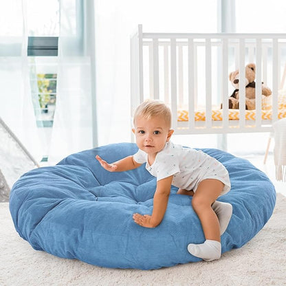 Large Floor Cushion Seating Round Floor Pillows Cushions for Adults Oversized Playroom Pillows Reading Nook Big Pillow for Sitting Meditation Yoga Living Room Sofa Balcony (Lake Blue)