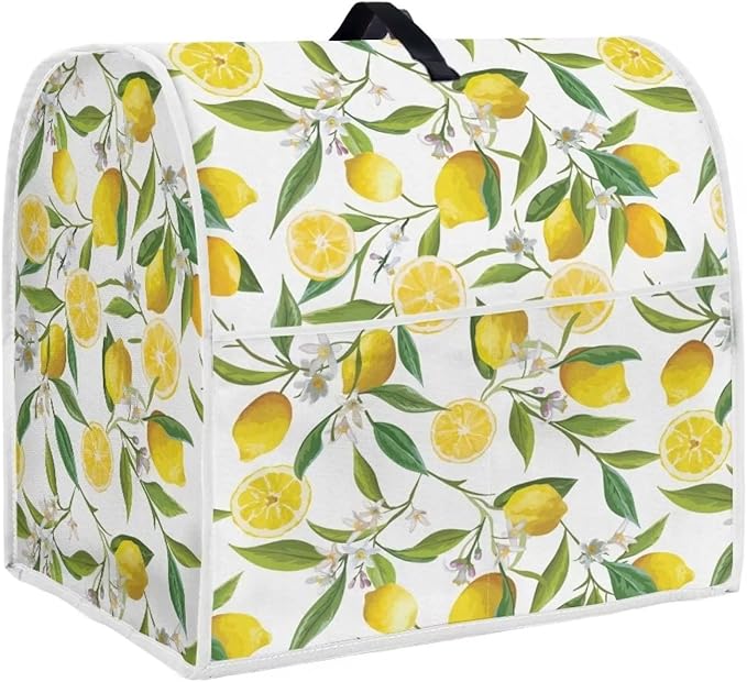 Stand Mixer Cover Compatible with Kitchen Aid Mixer, Cute Lemon Print Kitchen Appliance Dustproof Covers with Accessories Pockets, Fits All Tilt Head & Bowl Lift Models Mixers