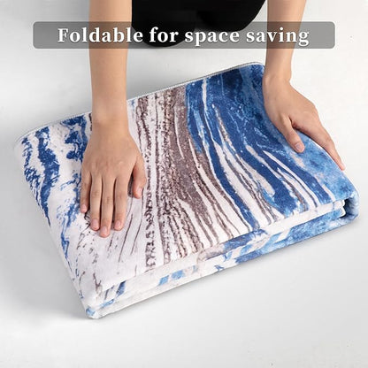 Ciicool Modern Abstract Area Rug 2x3 Washable Small Soft Entryway Rugs, Blue Brown Non-Slip Low Pile Throw Entry Rug, Foldable Kitchen Bathroom Rugs Floor Carpet for Entrance Bedroom Indoor Doormat