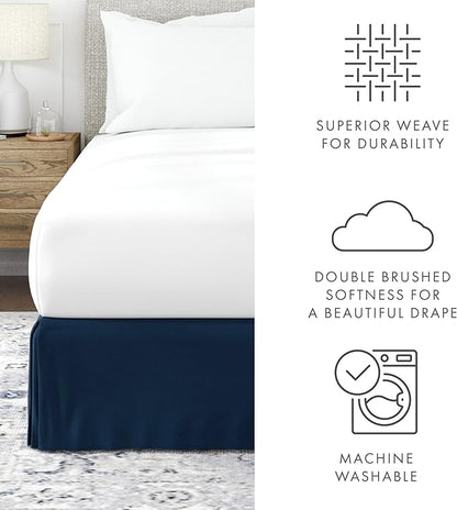 Linen Market Bed Skirt - Ultra Soft Microfiber - Easy Fit with 14 Inch Tailored Drop - Hotel Quality, Shrinkage & Fade Resistant - Bed Cover - Twin XL Bed Skirts - Bedroom Décor - (Twin XL, Navy)