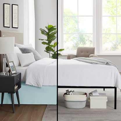 Nestl Light Baby Blue Bed Skirt Cal King Size - Cal King Bed Skirt 14 Inch Drop - Brushed Microfiber Bed Skirts - Hotel Quality Pleated Bed Skirt - Shrinkage & Fade Resistant