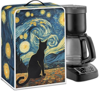 Starry Night Cat Print Coffee Machines Covers - Dust Resistant Protective Covers For Coffee Makers, Blender, Mixer, Juice Machine - Dust Proof, Washable