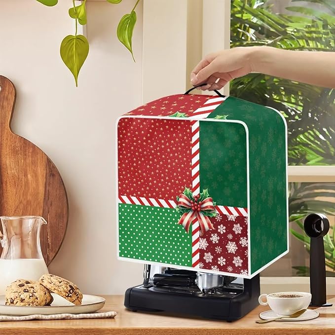 Coffee Maker Cover Christmas Holiday Dust Resistant Small Kitchen Appliance Protector with Handle