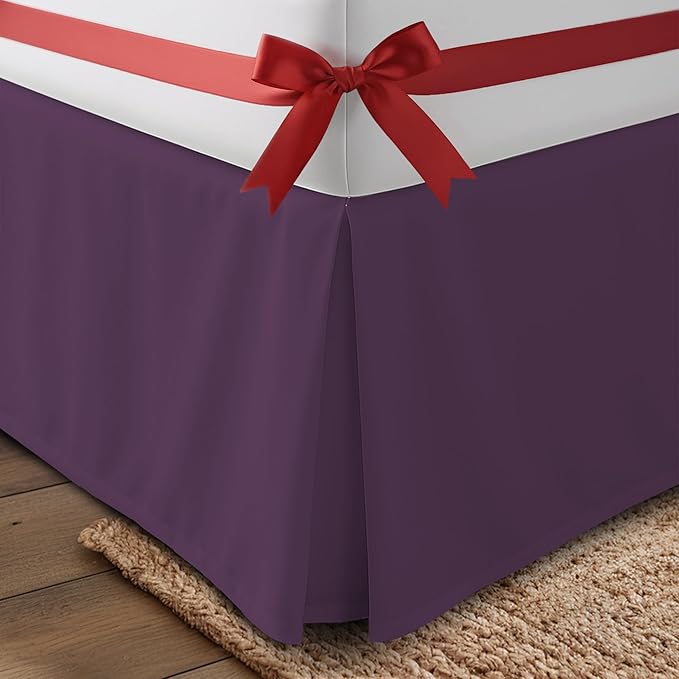 Utopia Bedding Full Bed Skirt - Soft Quadruple Pleated Ruffle - Easy Fit with 16 Inch Tailored Drop - Hotel Quality, Shrinkage and Fade Resistant (Full, Purple)