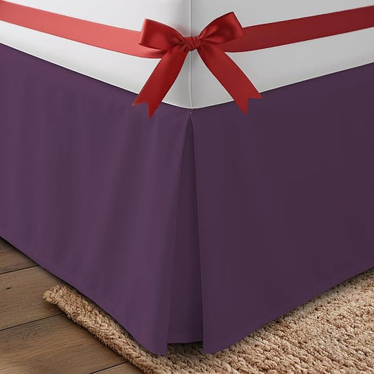 Utopia Bedding Full Bed Skirt - Soft Quadruple Pleated Ruffle - Easy Fit with 16 Inch Tailored Drop - Hotel Quality, Shrinkage and Fade Resistant (Full, Purple)