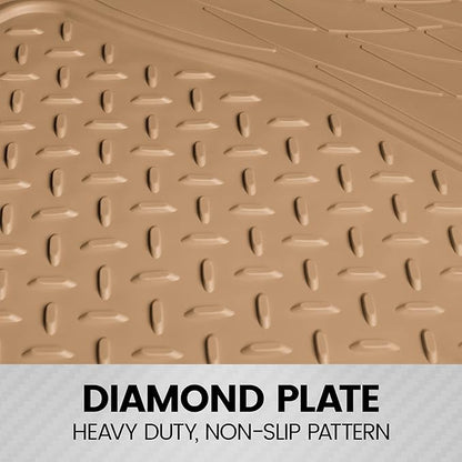 BDK Heavy Duty Rubber Cargo Mat Liner - All-Weather Trunk Protection, Trim-to-Fit Design for Cars, SUVs, Vans & Trucks - Non-Slip, Waterproof, Durable Cargo Floor Liner - 46" x 56.75" x 0.25" - Beige
