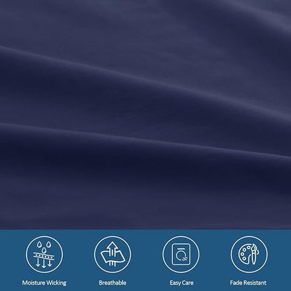 Full Sheet Set for Air Mattress - Deep Pocket Full Size Bed Set - Sheets with Pockets on Side - Easily Fits Extra Deep 16 in to 24 in Pillow Top Air Mattress - Navy Blue