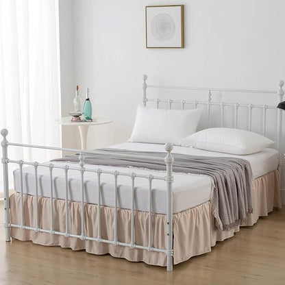 Bed Skirt Full Size Ruffled Bed Skirts with Split Corners, 12 Inch Drop Dust Ruffle Bed Skirt with Platform, Cream, Full - 12" Drop