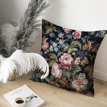 Vintage Floral Throw Pillow Covers, Vintage Flower Pattern Double Sided Cushion Cover, Indoor and Outdoor Home Art Decor Pillowcase for Sofa or Bedroom Decor 18x18inches (Pink Flower, 18x18inches)