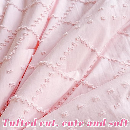 Wowelife Baby Girl Crib Bedding Set, Boho 3-Piece Crib Comforter Set for Girls, Ruffle Baby Nursery Bedding Set Include Quilted Comforter, Crib Skirt and Sheet, Pink