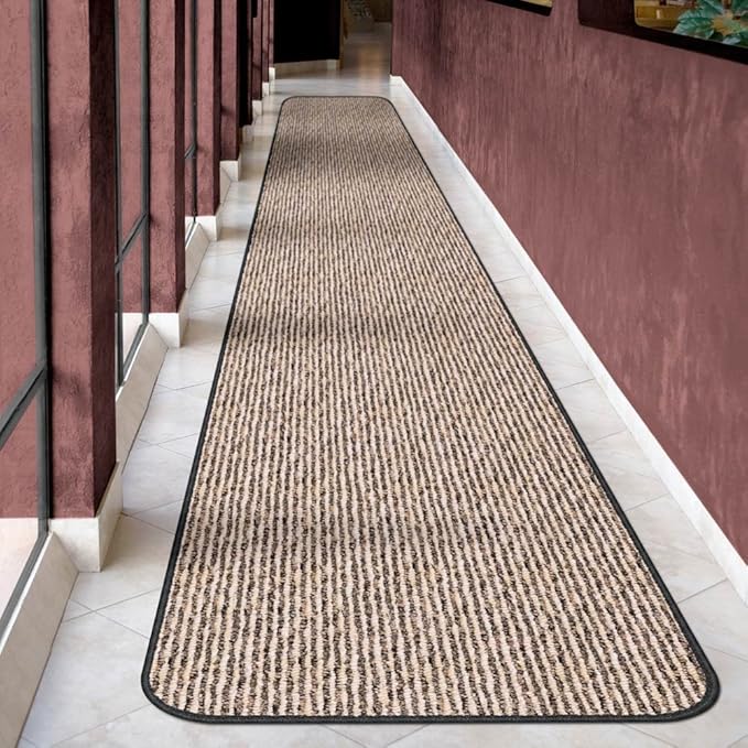 House, Home and More Skid-Resistant Carpet Runner - Black Ripple - 8 Feet X 48 Inches