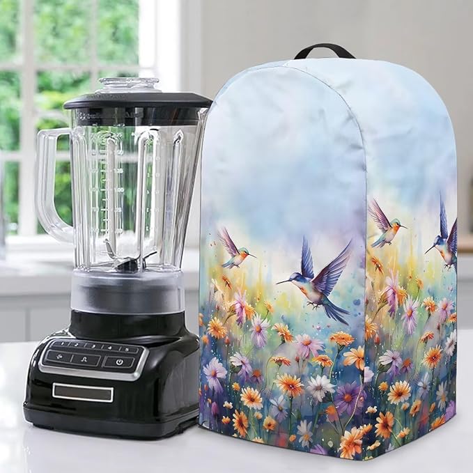 Hummingbird Daisy Purple Blender Cover Kitchen Appliance Anti Fingerprint Dust Proof Stain Resistant Coffee Maker Food Processor Stand Mixer Cover for Home Kitchen Decor