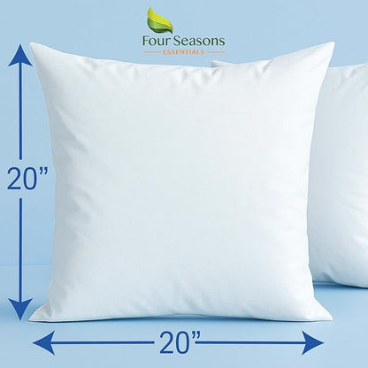 Throw Pillow Covers (Set of 2) - Square 20x20 - Pillow Protectors Waterproof Hypoallergenic Dust Proof Zippered Encasement