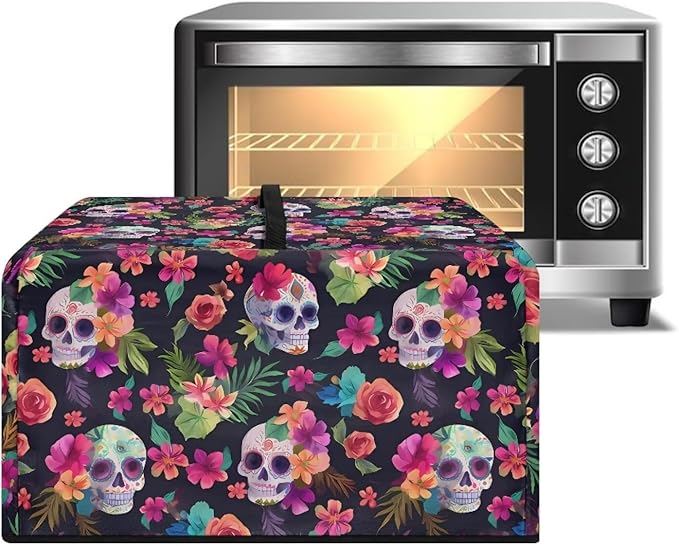 Microwave Oven Cover, Halloween Skull Heat-Resistant Polyester Machine Protector Decorative Kitchen Appliance Covers Waterproof Microwave Oven Cover for Most Countertop Microwaves