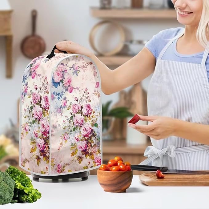 Talayituse Watercolor Rose Flower Print Blender Dust Cover, Fingerprint Protection Cover for Stand Mixer or Coffee Machine, Home Kitchen Appliance Covers for Stain Dust Resistant Supplies