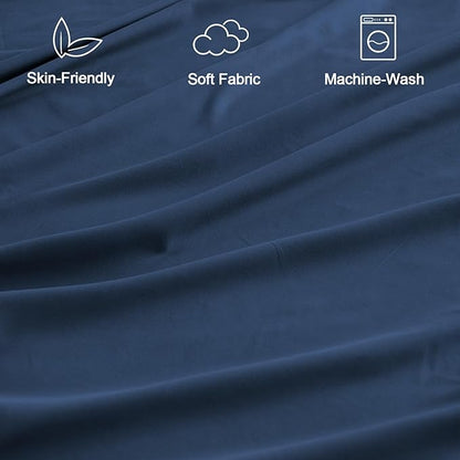 SPRINGSPIRIT Sleeper Sofa Queen Sheets Set, 4 Piece Bed Sheets Set Up to 8" Deep Pockets, Extra Soft and Breathable Bedding Sheets, Navy
