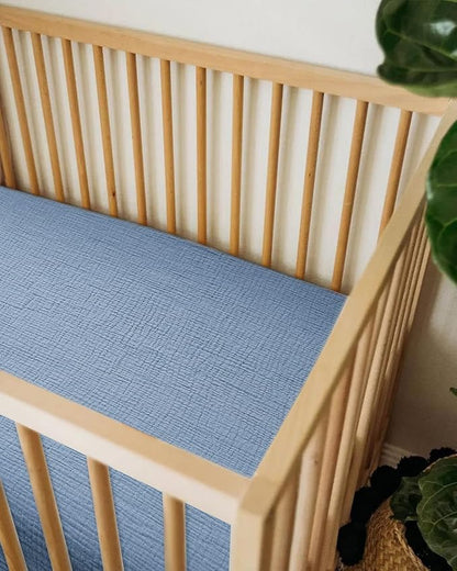 Bassinet Sheet for Baby Boy and Girl, Fitted Sheets for Rectangle, Oval, Hourglass Bassinet Mattress, Muslin Moses Basket Sheets with Neutral Style (Costume Blue)