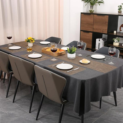 Table Runners 94 Inches Long, Dual-Sided Faux Leather Farmhouse Table Runner Waterproof Heatproof Non-Slip for Living Room Party Home Decor Holiday Decorations(Gray Brown, 15 x94 Inch)