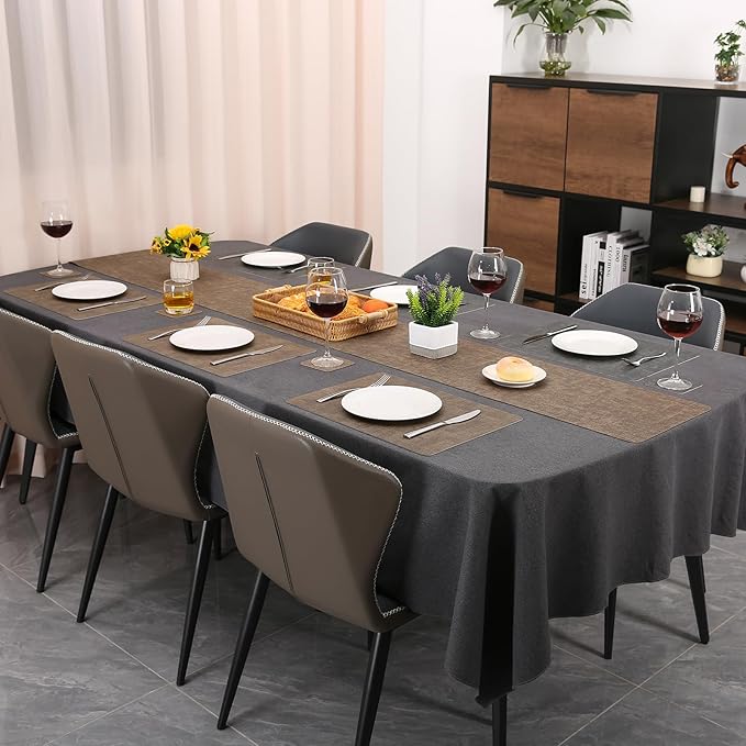 Table Runners 55 Inches Long, Dual-Sided Faux Leather Farmhouse Table Runner Waterproof Heatproof Non-Slip for Living Room Party Home Decor Holiday Decorations(Gray Brown, 12 x 55 Inch)