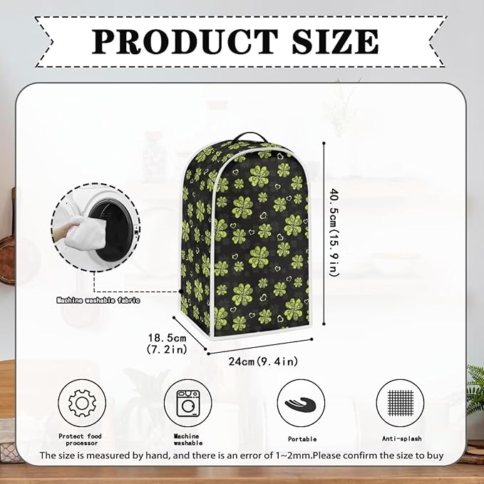 Talayituse Shamrock Heart Print Blender Dust Cover, Fingerprint Protection Cover for Stand Mixer or Coffee Machine, Home Kitchen Appliance Covers for Stain Dust Resistant Supplies Decor