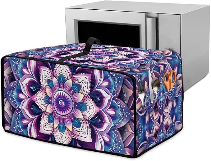 Countertop Convection Oven Cover Dust Protection Air Fryer Toaster Oven Covers with Side Pockets, for Home Kitchen Decor, M, 16.5 x 20.5 x 10 Inches, Violet Boho Floral