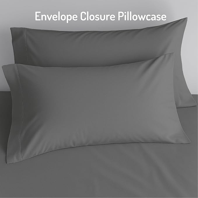 Degrees of Comfort Queen Sheet Set for Air Mattress – 4-Piece Bedding Sets, Extra Deep Pocket Fitted Sheet up to 22”, Dual Side Storage Pockets, Soft, Breathable & Wrinkle-Free, Grey
