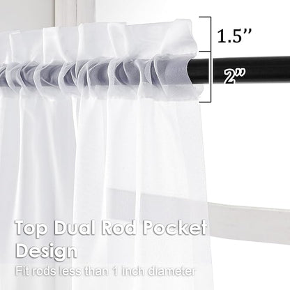 OVZME 2 Pack White Sheer Curtain Panels - 120 Inches Length Light Filtering Sheer Curtains for Living Room, Extra Long Elegant Window Treatments for Sliding Glass Door, Each 42" W x 120" L