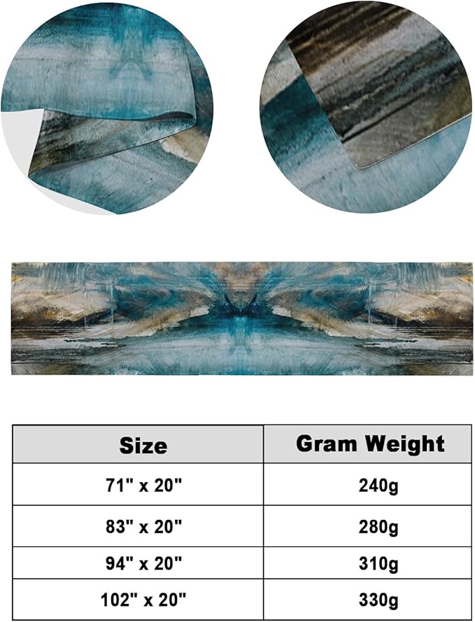 Abstract Mottled Turquoise Green Gray Art Bed Runners for Bedroom Hotel,Decorative Bedding Scarf Retro Painting Bed End Blanket Bedding Runner Scarves for Queen Size Bed,94x20in
