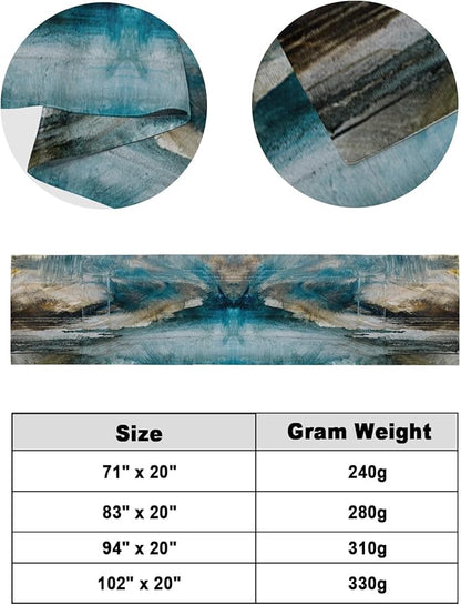 Abstract Mottled Turquoise Green Gray Art Bed Runners for Bedroom Hotel,Decorative Bedding Scarf Retro Painting Bed End Blanket Bedding Runner Scarves for Twin Size Bed,71x20in