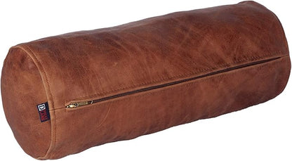 Neck Roll Pillow Cushion Cover, 20x5 Inch Full Moon Round Bolster Pillow Case, Cylinder Soft Lambskin Leather Pillowcase for Head, Spine & Neck Support During Sleep - Tan Artical Pack of 1