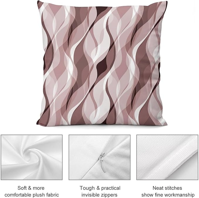 Pink Throw Pillow Covers Modern Abstract Pink and Grey Striped Decorations for Bedroom Living Room Farmhouse Sofa Pillows Bed Couch 18x18 Inch