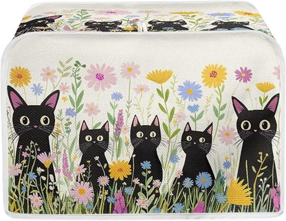 Black Cat Printed Toaster Cover for Anti-Dust & Fingerprint, Floral Printed Toaster Oven & Microwave Cover Decor Accessories