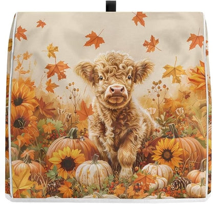 Highland Cow Stand Mixer Cover 6-8 Quart Pumpkin Kitchen Appliance Covers Dust Protection Universal for Pressure Cooker Air Fryer Fall Kitchen Decoration for Home Gift for Friends