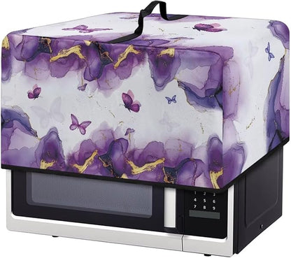 Microwave Oven Dust Cover, Marble Heat-Resistant Waterproof Polyester Fabric Protection for Toaster Oven Air Fryer Dust Cover for Microwaves Ovens Machine Washable