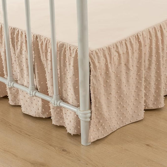 Tufted Dot Bed Skirt Full Size,Ruffled Bed Skirt with Split Corners, Full Bed Skirt 14 Inch Drop, Boho Full Size Bed Skirt Beige for Ruffled Bed Skirt with Split Corners, Bed Skirts Full Size