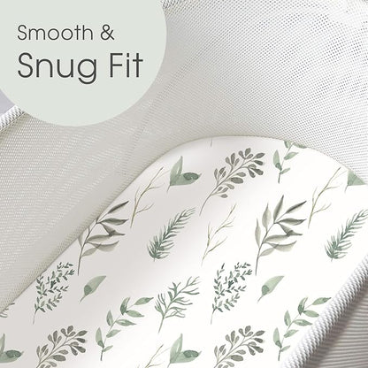 GRSSDER Stretchy Ultra Soft Fitted Bassinet Sheet Set 2 Pack, Universal Fit for Bassinets Baby Cradle Moses Basket Oval Rectangle Mattress, Watercolor Daisy Flowers Bassinet Sheets for Girls