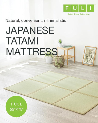 FULI Japanese Tatami Mattress, Igusa Mat (Japanese Rush Grass) Foldable, Made in Japan (Natural, Full)