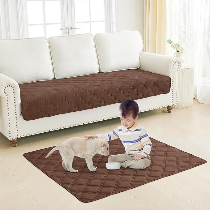 Smiry Waterproof Dog Bed Cover Blanket 30x53, Soft Reversible Pet Blanket, Washable Leakproof Cats Dogs Couch Cover for Sofa, Couch, Furniture, Lattice, Brown/Chocolate