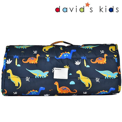 david's kids Toddler Nap Mat with Removable Pillow and Minky Fleece Blanket, Ultra Soft Slumber Bags for Boys, Perfect for Preschool, Daycare, Kids Sleeping Bags with Rollup Design, 50"x20", Dinosaur