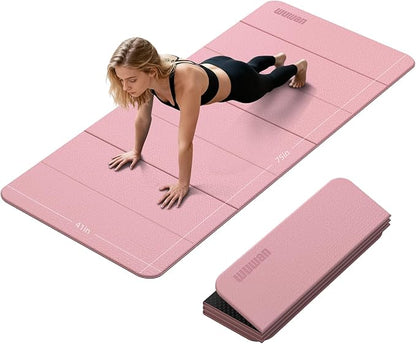 Foldable Yoga Mat Thick 10mm-WUWAN Extra Large Exercise mat, TPE Material, Non-Slip Fitness Folding Mats Easy to Carry For Home Workout Travel Pilates