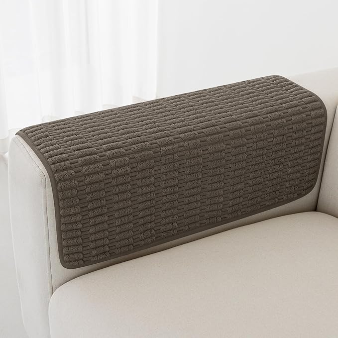 Foxdecor Couch Arm Covers Sofa Arm Covers, Arm Chair Covers Set of 2, Non-Slip Chair Arm Covers, Arm Rest Cover for Sofa, Armchair Slipcovers Couch Protector (Chocolate 26x26 inch)