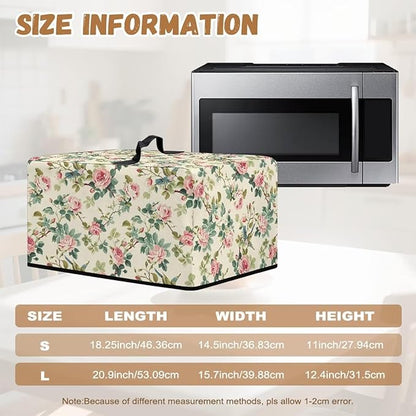 Microwave Cover, Rose Microwave Dust Cover Waterproof Microwaves Oven Covers Microwaves Accessories Decorative Kitchen Appliance Cover for Air Fryer Toaster