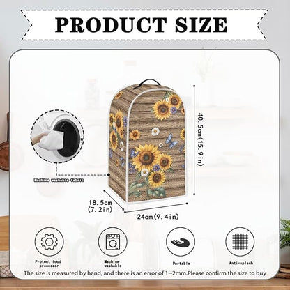 Sunflower Print Dust Cover for Blender Wood Design Blender Covers Stain Resistant Food Processor Dust Covers Washable Appliance Cloth Protector with Top Handle 2025