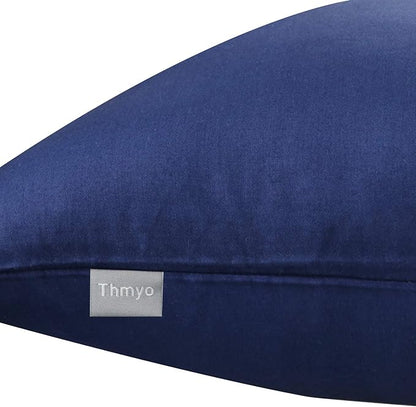 Thmyo 4-Pack 100% Cotton Comfortable Solid Decorative Throw Pillow Case Square Cushion Cover Pillowcase Sublimation Blank Pillow Covers Halloween DIY Throw Pillowcase(26x26inch/66x66cm,Midnight Blue)