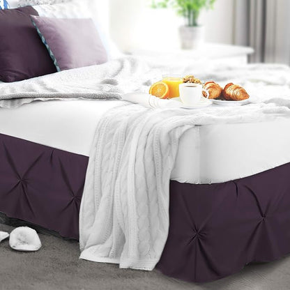 Nestl Purple Bed Skirt - King Size, Pinch Pleat, 14" Drop, Hotel Quality, Premium Microfiber