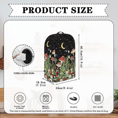 Mushroom Leaf Print Drawstring Blender Dust Cover for Kitchen Small Appliance Decor, Anti Fingerprint Oil-proof Dust Proof Stand Mixer Cover Juicer Cover Soy Milk Machine Covers for Gift